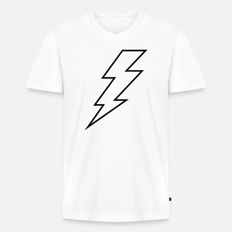 Blitz - Männer Premium Bio T-Shirt mit V-Ausschnitt - Weiß