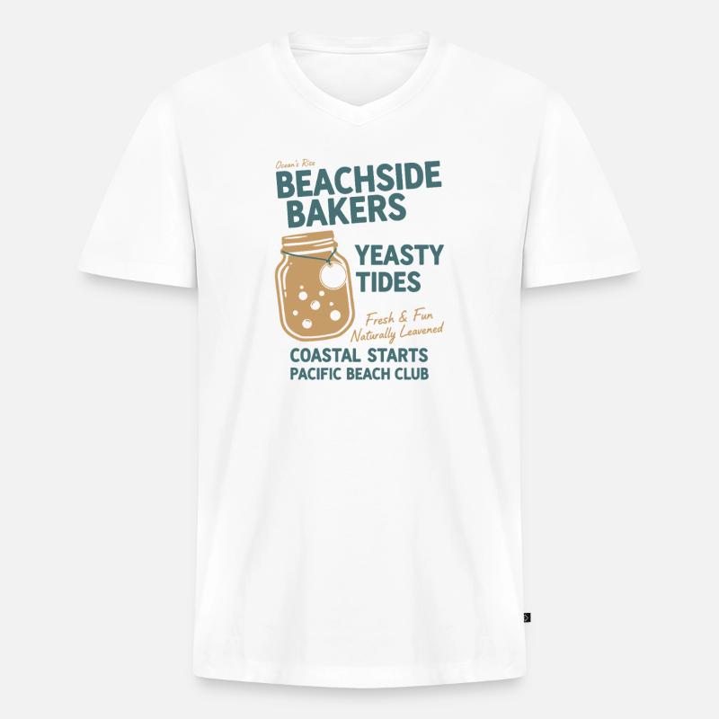 Sauerteig Brot Backen Ästhetik Design  - Männer Premium Bio T-Shirt mit V-Ausschnitt - Weiß