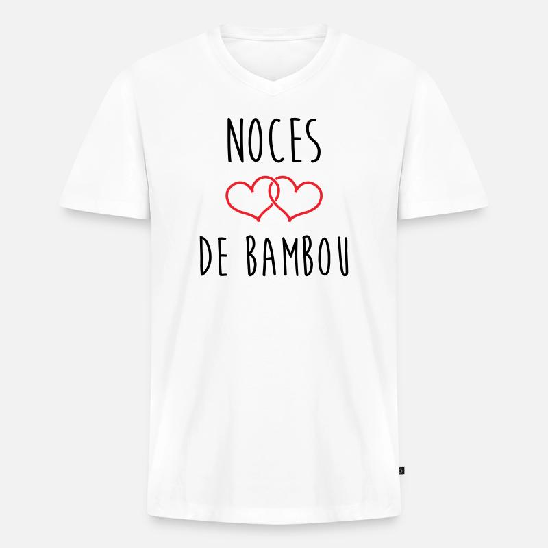 Bambushochzeit 79 Jahre Ehe - Männer Premium Bio T-Shirt mit V-Ausschnitt - Weiß