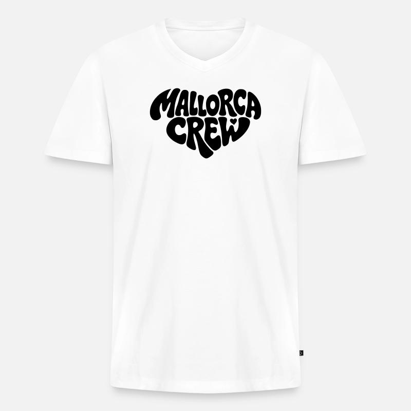 Mallorca Crew  - Männer Premium Bio T-Shirt mit V-Ausschnitt - Weiß