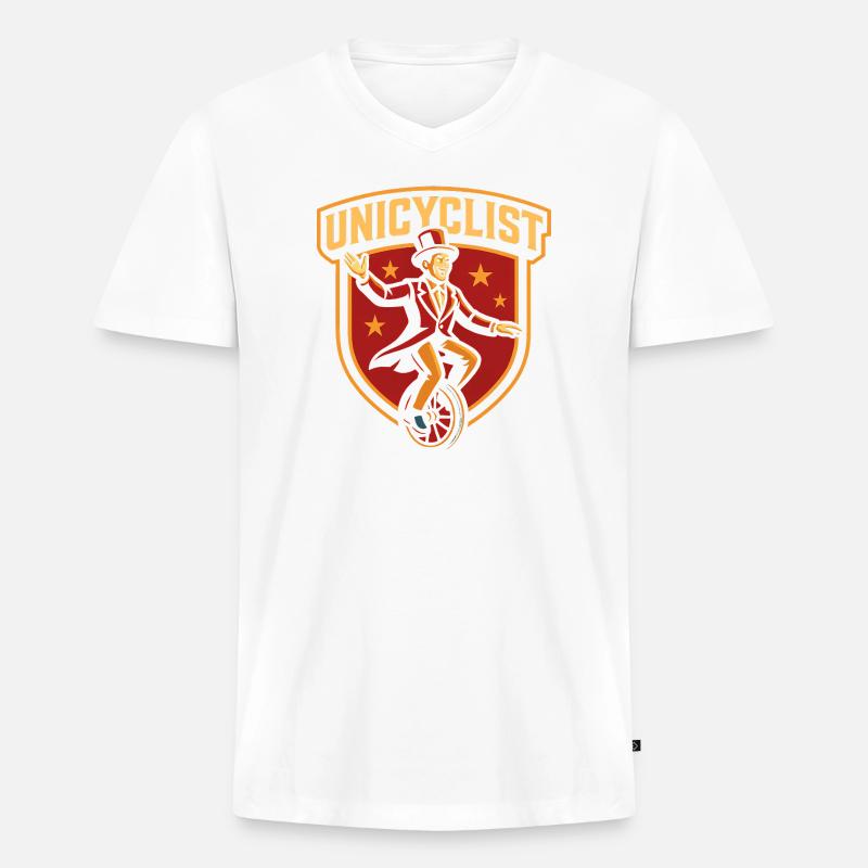 Zirkus-Einradfahrer Lustiger Kinderzirkus - Männer Premium Bio T-Shirt mit V-Ausschnitt - Weiß