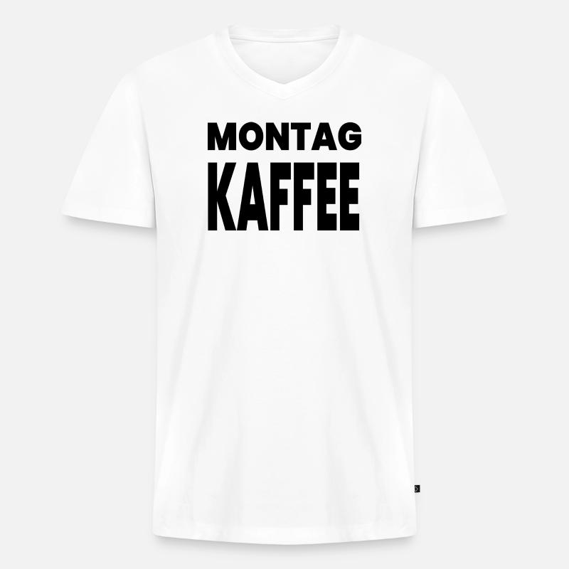 Kaffee - Männer Premium Bio T-Shirt mit V-Ausschnitt - Weiß