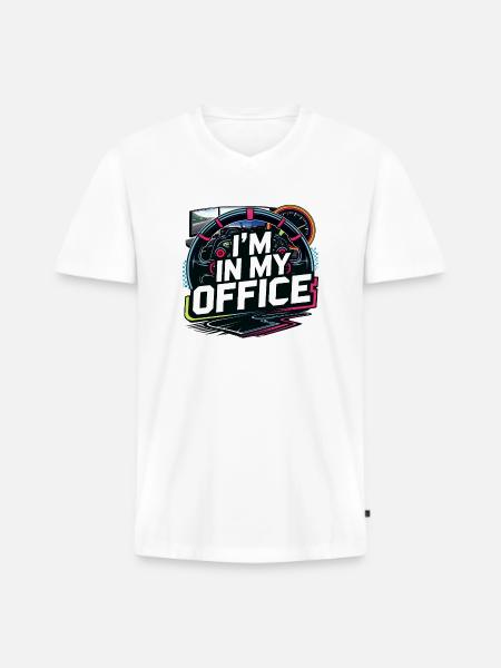 I'm in my office - Men's Premium Organic T-shirt with V-neck - white