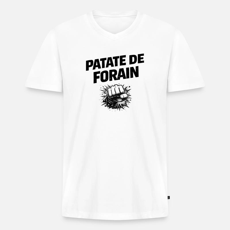 Patate de forain – humour expression gitans - T-shirt encolure en V Premium bio Homme - blanc