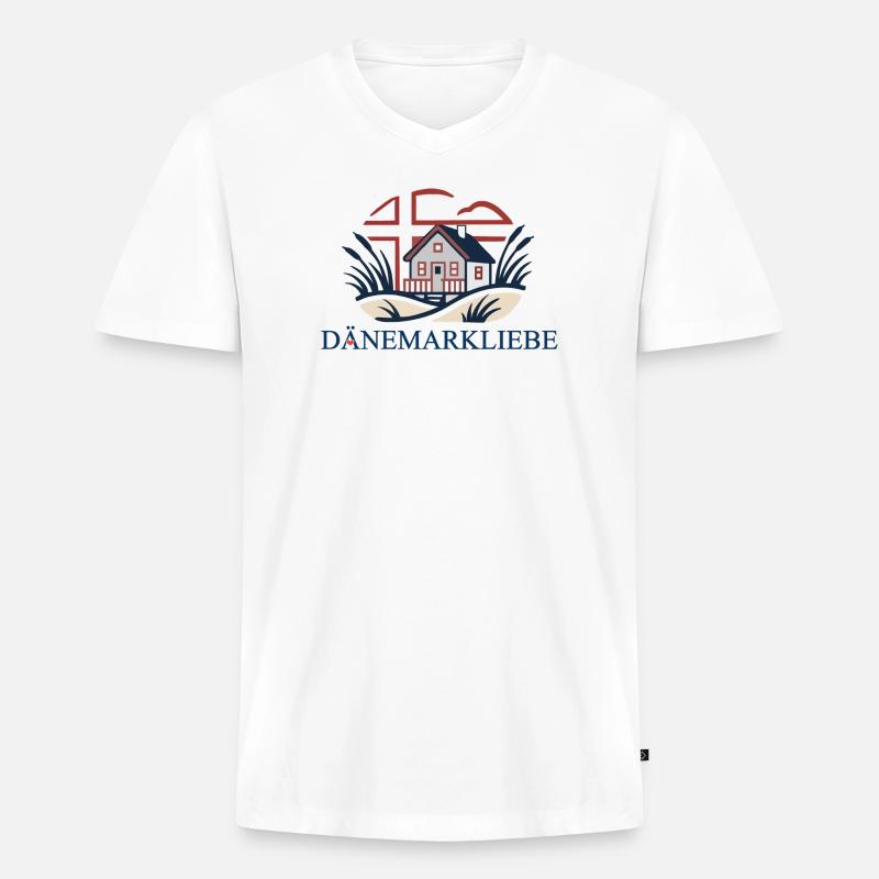 Dänemarkliebe - Ein Statement mit Aussagekraft - Männer Premium Bio T-Shirt mit V-Ausschnitt - Weiß