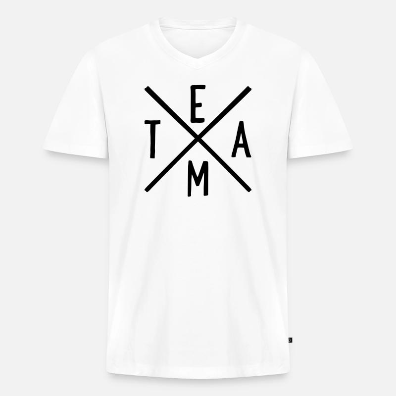 Team - Männer Premium Bio T-Shirt mit V-Ausschnitt - Weiß
