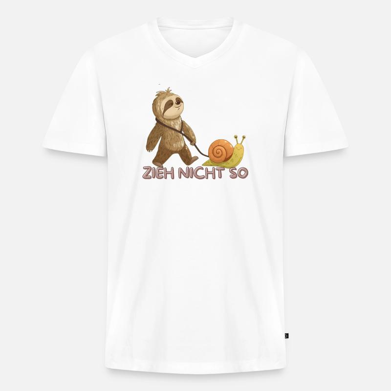 Zieh Nicht So – Langsame Freundschaft - Männer Premium Bio T-Shirt mit V-Ausschnitt - Weiß