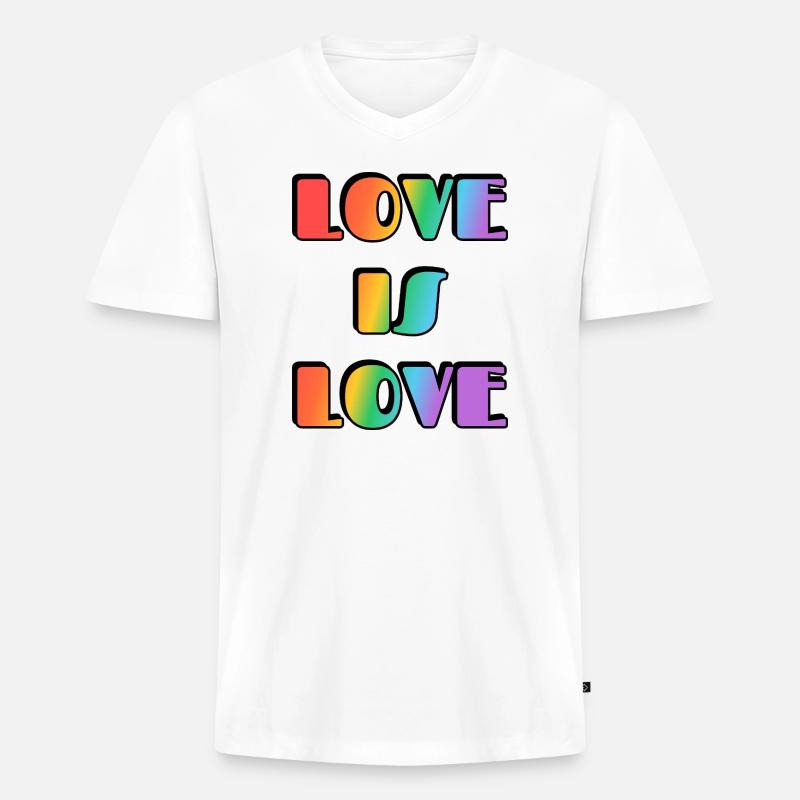 Liebe ist Liebe Regenbogen - Männer Premium Bio T-Shirt mit V-Ausschnitt - Weiß