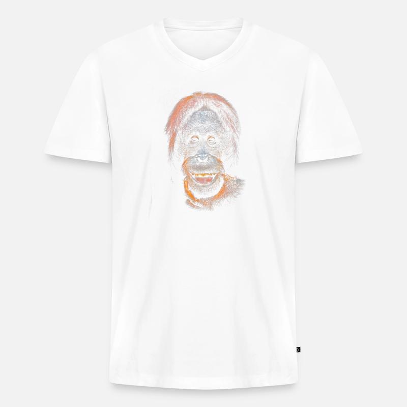 Lustiges Meme mit einem Orangutan - Männer Premium Bio T-Shirt mit V-Ausschnitt - Weiß