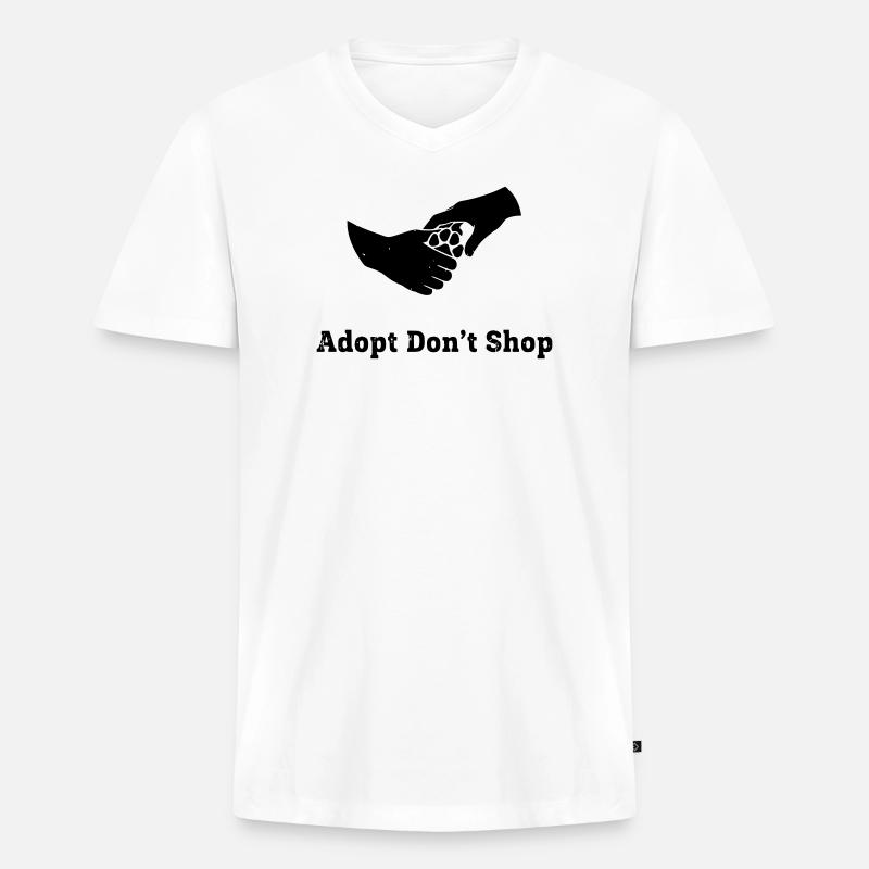 Adopt Dont Shop Pfote Faust Check - Männer Premium Bio T-Shirt mit V-Ausschnitt - Weiß
