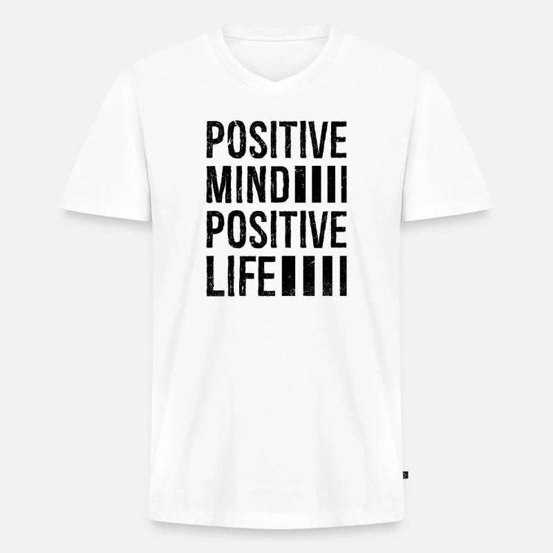 Positiver Geist positives Leben - Männer Premium Bio T-Shirt mit V-Ausschnitt - Weiß