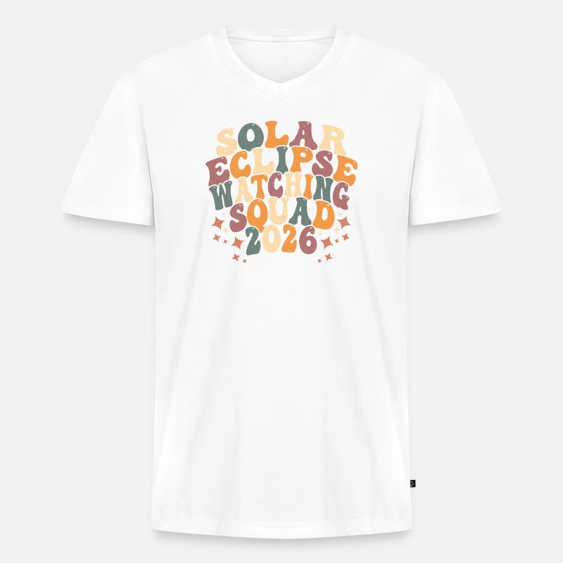 Solar Eclipse Squad 2026 - Männer Premium Bio T-Shirt mit V-Ausschnitt - Weiß