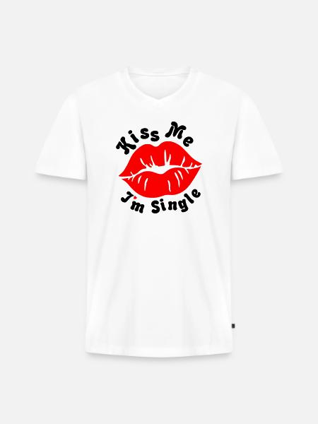 Kiss_Me - Men's Premium Organic T-shirt with V-neck - white