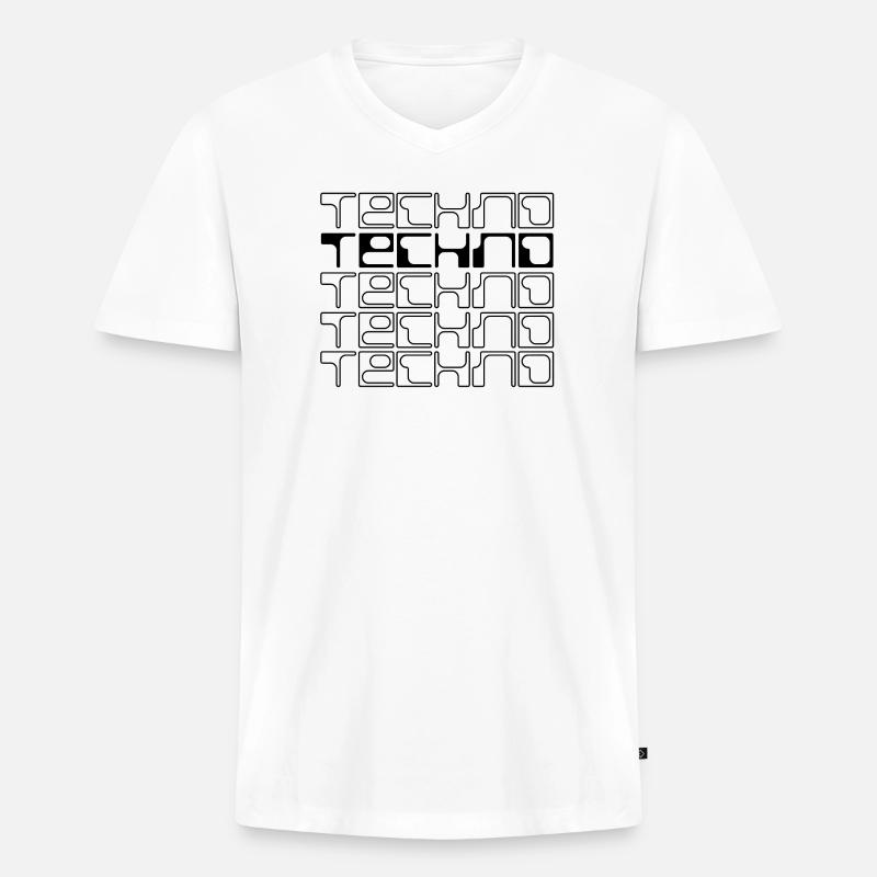 technomusikk geometrisk logodesign - Premium økologisk T-skjorte med V-hals for menn - hvit