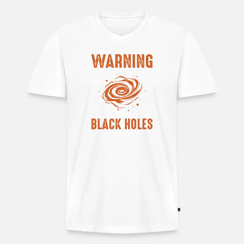 Warnung: Gespräch über Schwarze Löcher - Männer Premium Bio T-Shirt mit V-Ausschnitt - Weiß