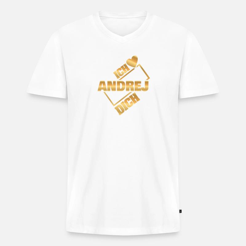 Andrej - Männer Premium Bio T-Shirt mit V-Ausschnitt - Weiß