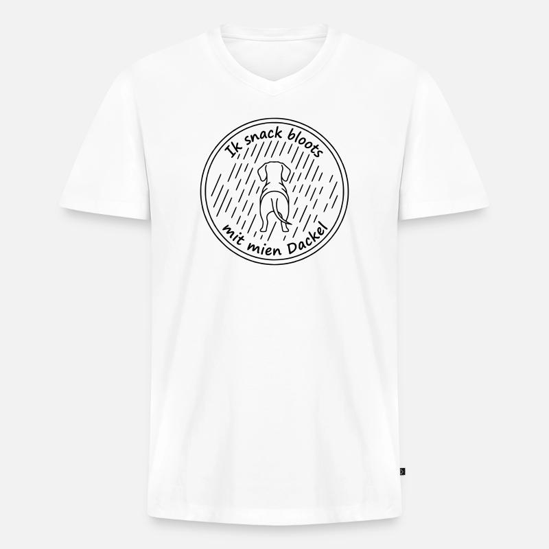 ik snack bloots mit mien dackel - Männer Premium Bio T-Shirt mit V-Ausschnitt - Weiß