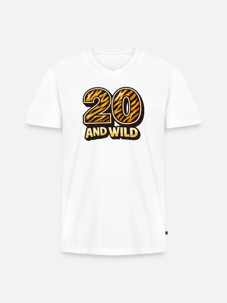 Zwanzig und Wild Tigerstreifen - Männer Premium Bio T-Shirt mit V-Ausschnitt - Weiß