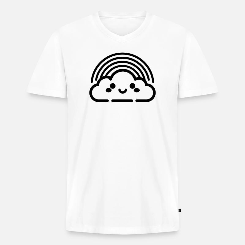 Regenbogen - Männer Premium Bio T-Shirt mit V-Ausschnitt - Weiß