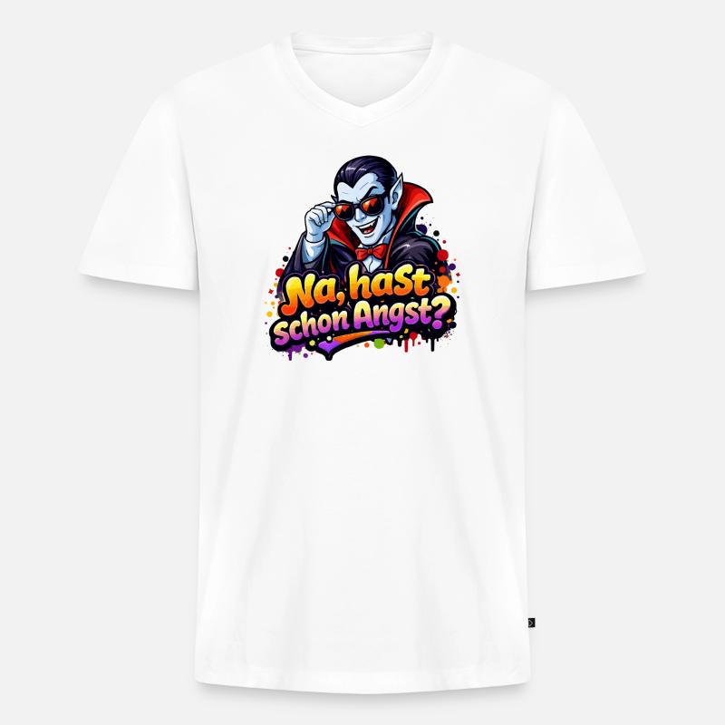 drakula-comic-spruch - Männer Premium Bio T-Shirt mit V-Ausschnitt - Weiß