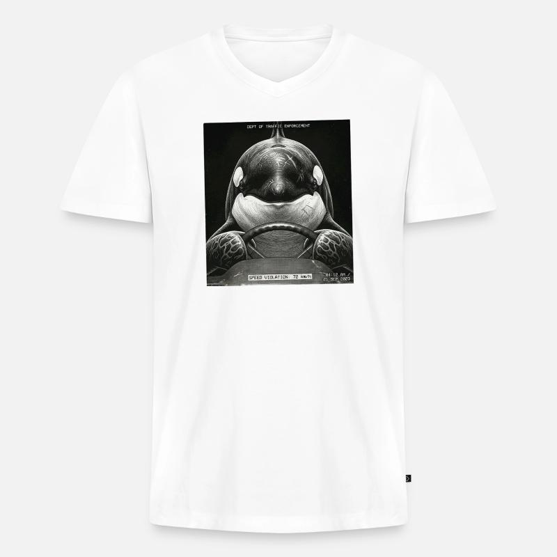 Fisch Geblitzt - Männer Premium Bio T-Shirt mit V-Ausschnitt - Weiß