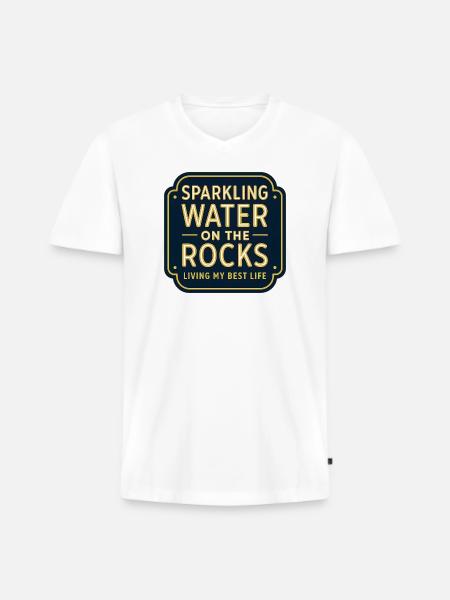 Sparkling water on rocks neon - Men's Premium Organic T-shirt with V-neck - white