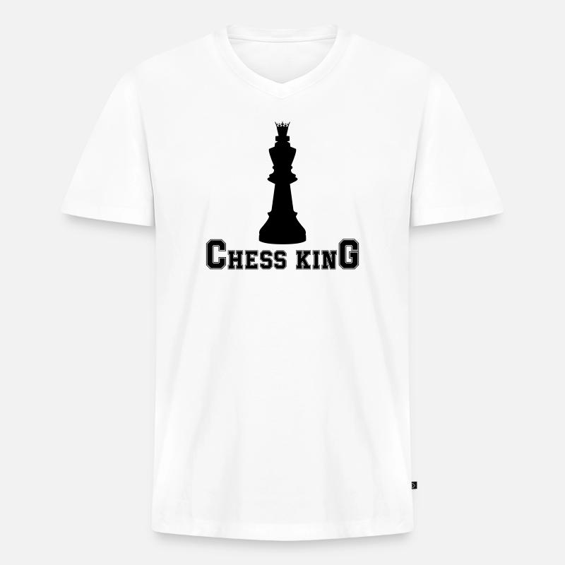 Schach König - Männer Premium Bio T-Shirt mit V-Ausschnitt - Weiß