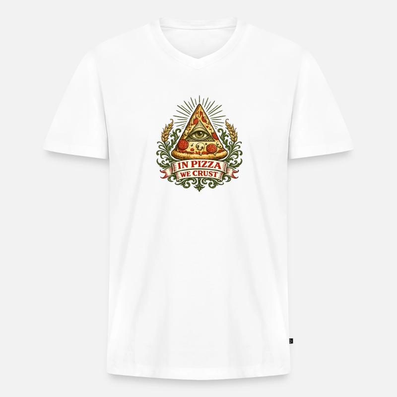 Motto der Pizza Pyramid Augenkruste - Männer Premium Bio T-Shirt mit V-Ausschnitt - Weiß