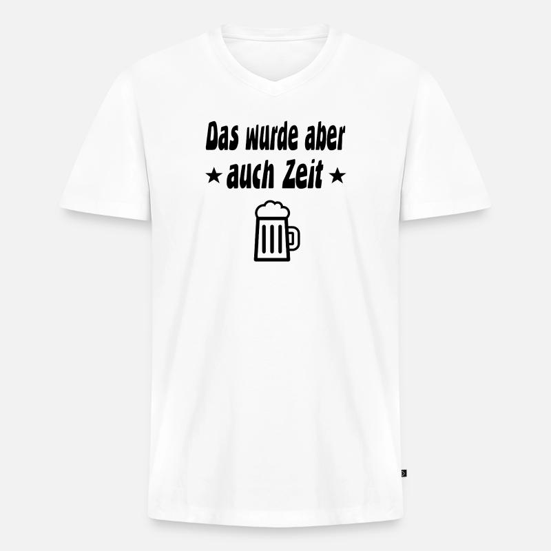Bier - Männer Premium Bio T-Shirt mit V-Ausschnitt - Weiß