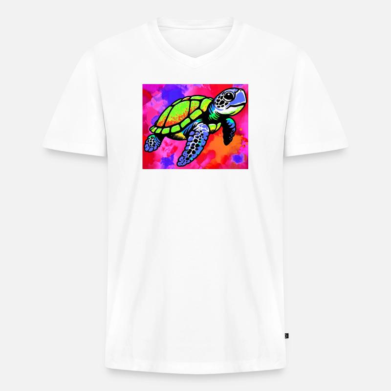 Schildkröte - Männer Premium Bio T-Shirt mit V-Ausschnitt - Weiß