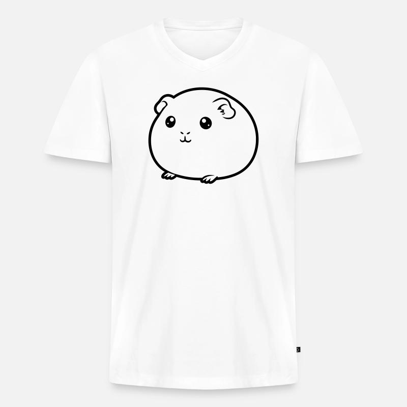 Dickes Meerschweinchen Comic Kontur - Männer Premium Bio T-Shirt mit V-Ausschnitt - Weiß