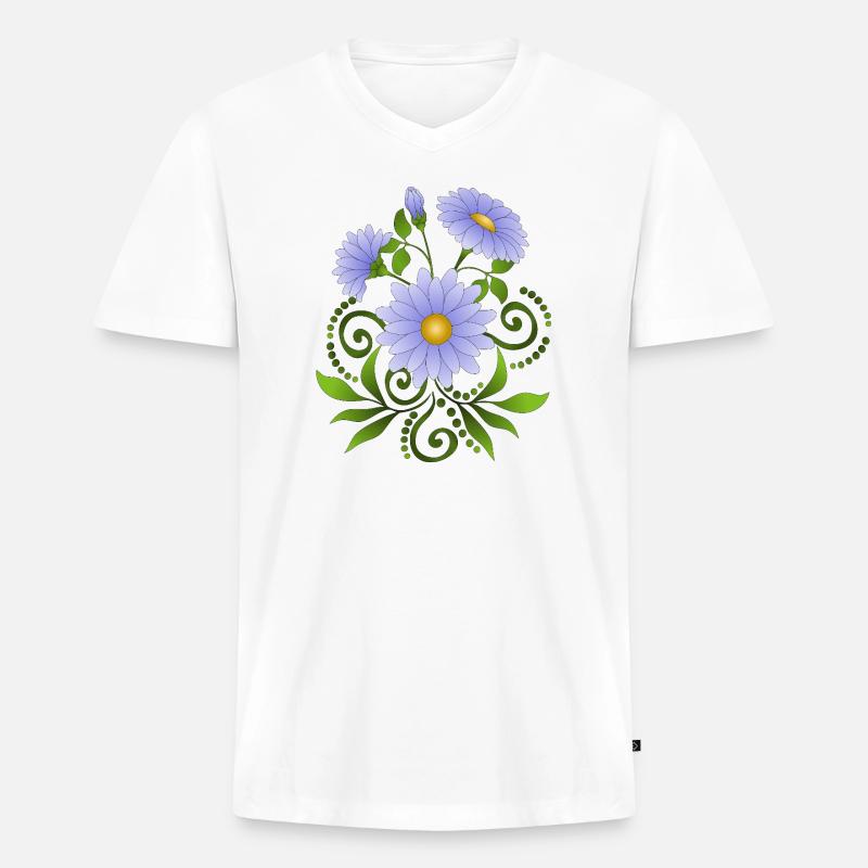 Blumen - Männer Premium Bio T-Shirt mit V-Ausschnitt - Weiß
