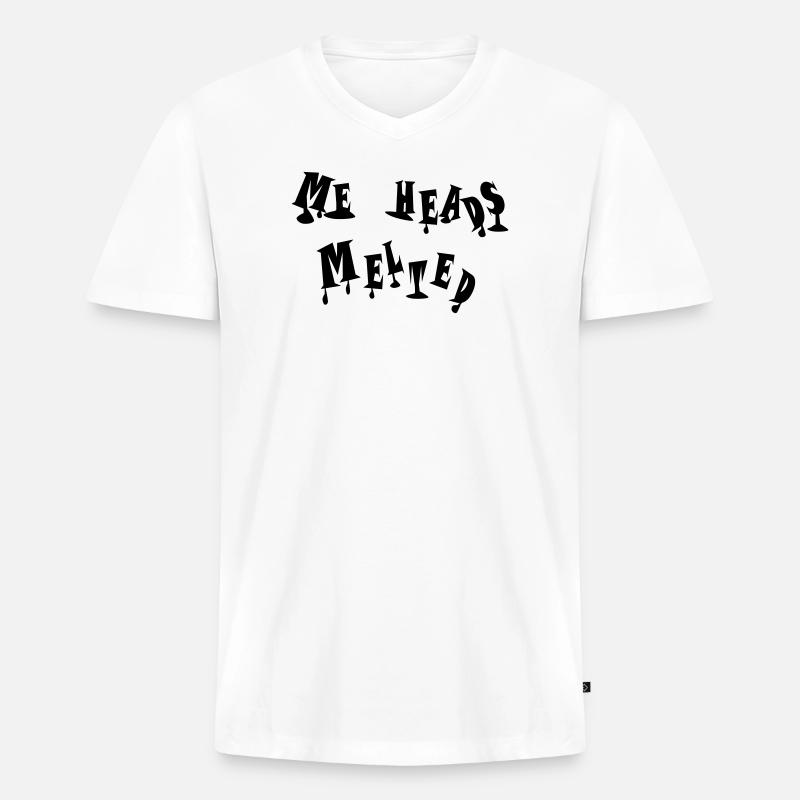 Meine Köpfe sind dahingeschmolzen - Männer Premium Bio T-Shirt mit V-Ausschnitt - Weiß