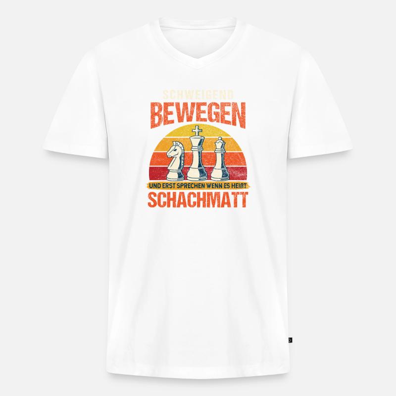 Sprechen bei Schachmatt / Lustiger Schach Spruch - Männer Premium Bio T-Shirt mit V-Ausschnitt - Weiß