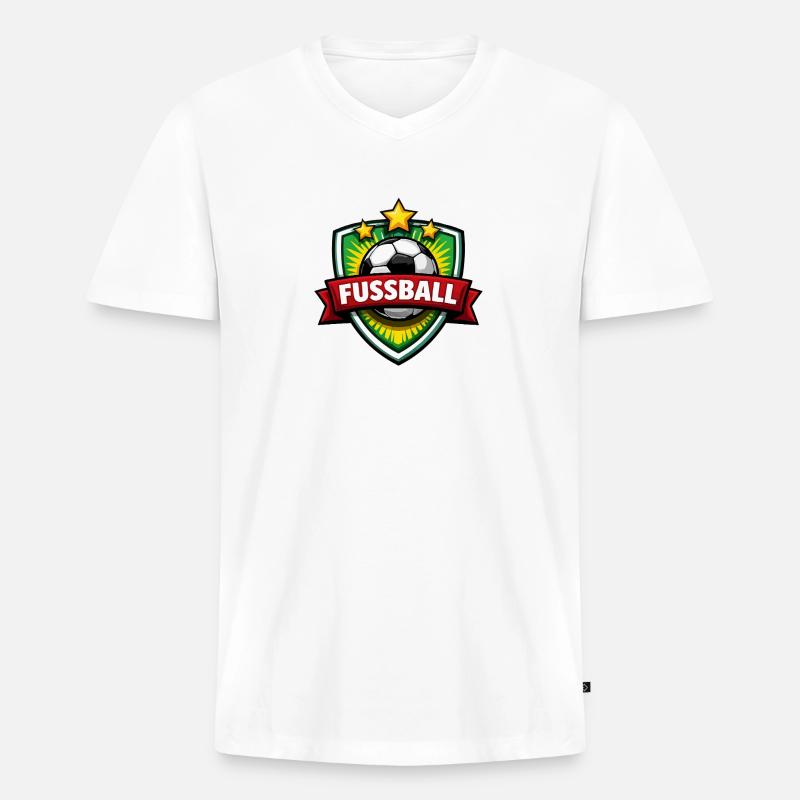 Fussball Shield mit Banner - Männer Premium Bio T-Shirt mit V-Ausschnitt - Weiß