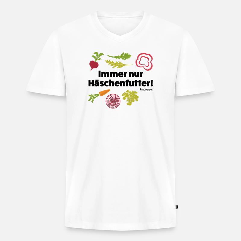Stromberg Häschenfutter Spruch Und Gemüse - Männer Premium Bio T-Shirt mit V-Ausschnitt - Weiß