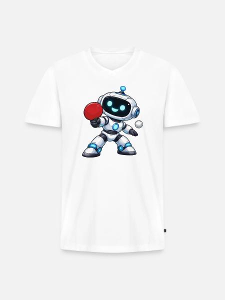 Robot Table Tennis - Men's Premium Organic T-shirt with V-neck - white