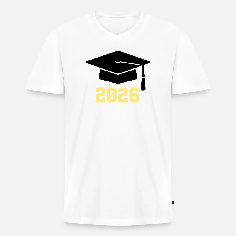 Absolvent 2026 Bachelor Hut - Männer Premium Bio T-Shirt mit V-Ausschnitt - Weiß