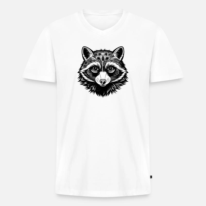 Waschbär - Männer Premium Bio T-Shirt mit V-Ausschnitt - Weiß