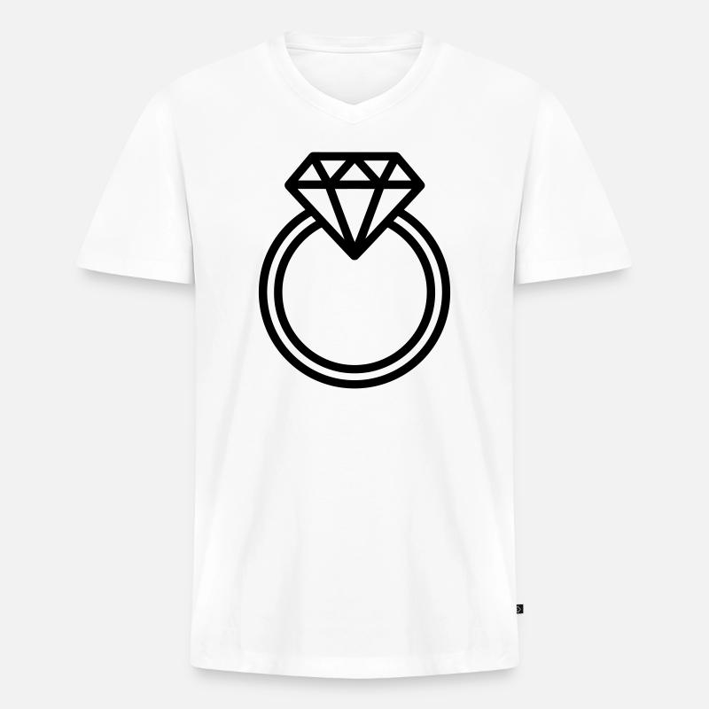 Ehering - Männer Premium Bio T-Shirt mit V-Ausschnitt - Weiß