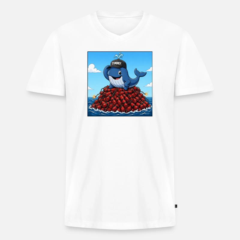 Timmy der Wal - Männer Premium Bio T-Shirt mit V-Ausschnitt - Weiß