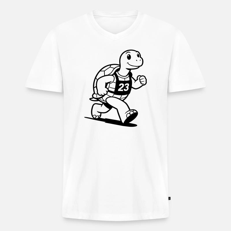 Turtle Marathon - Männer Premium Bio T-Shirt mit V-Ausschnitt - Weiß