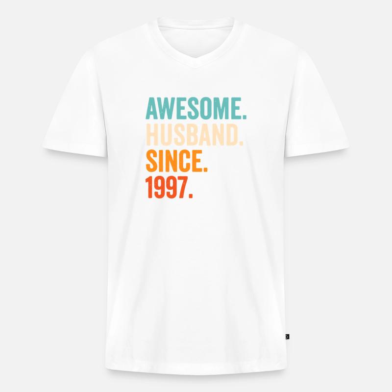Großartiger Ehemann seit 1997 - Männer Premium Bio T-Shirt mit V-Ausschnitt - Weiß