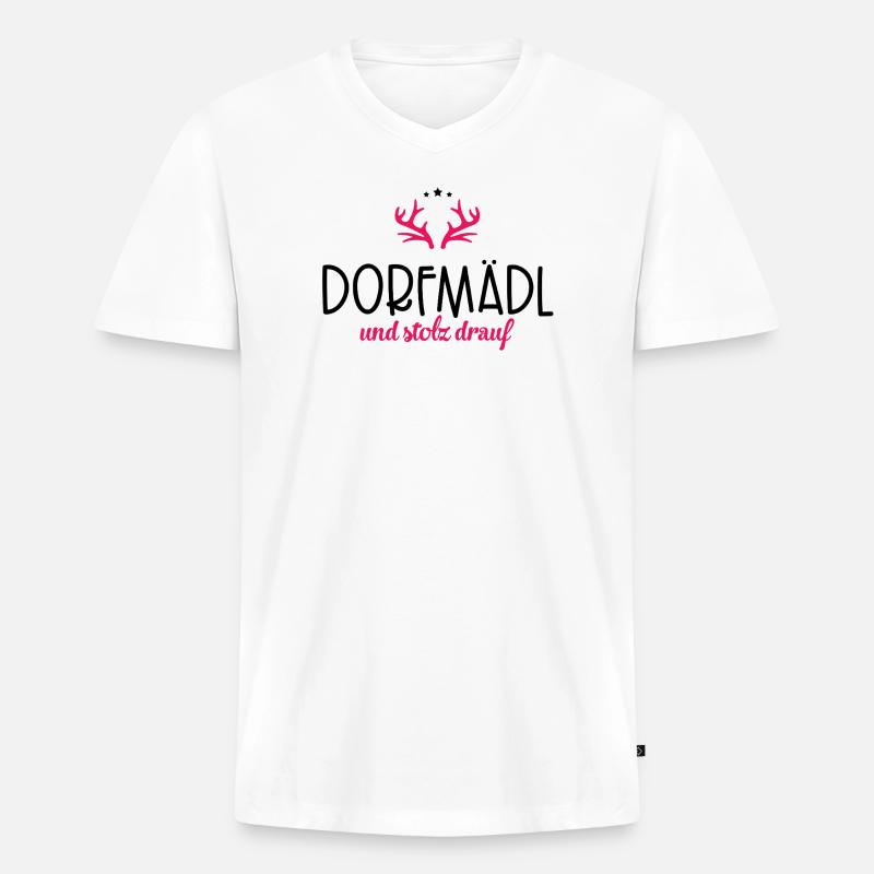 Dorfmädl - Männer Premium Bio T-Shirt mit V-Ausschnitt - Weiß
