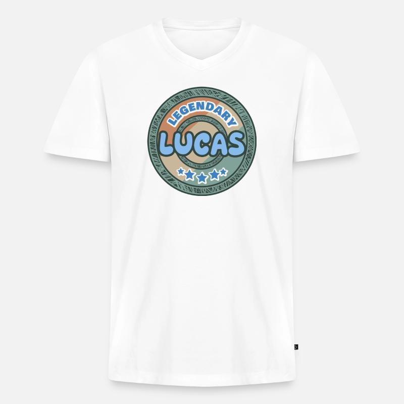 Spruch Lucas - Männer Premium Bio T-Shirt mit V-Ausschnitt - Weiß
