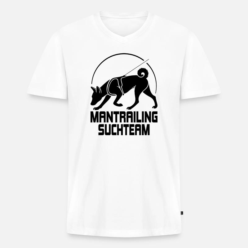Basenji Mantrailing Suchteam Hunde Wilsigns - Männer Premium Bio T-Shirt mit V-Ausschnitt - Weiß