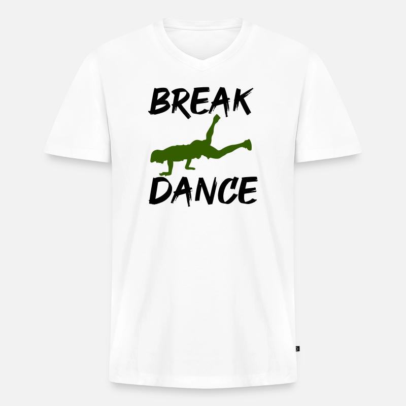 Breakdance - Männer Premium Bio T-Shirt mit V-Ausschnitt - Weiß