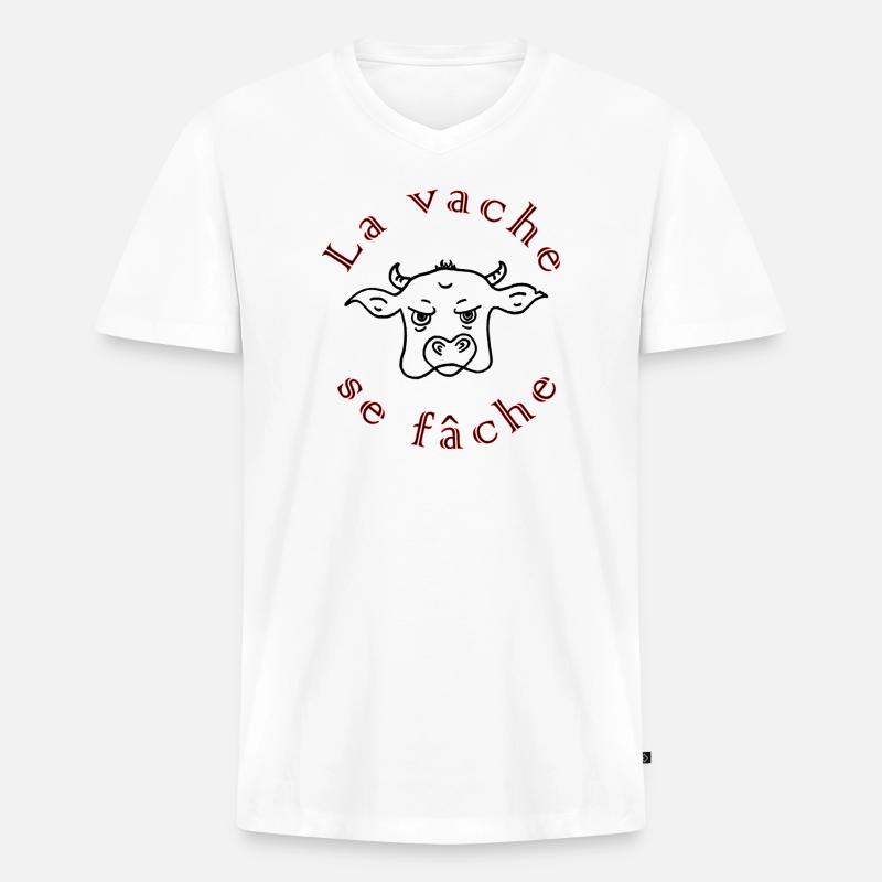 Die Kuh wird wütend schwarz - Männer Premium Bio T-Shirt mit V-Ausschnitt - Weiß