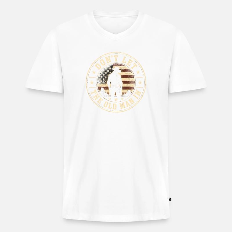 Lass den Alten Mann nicht los - Männer Premium Bio T-Shirt mit V-Ausschnitt - Weiß