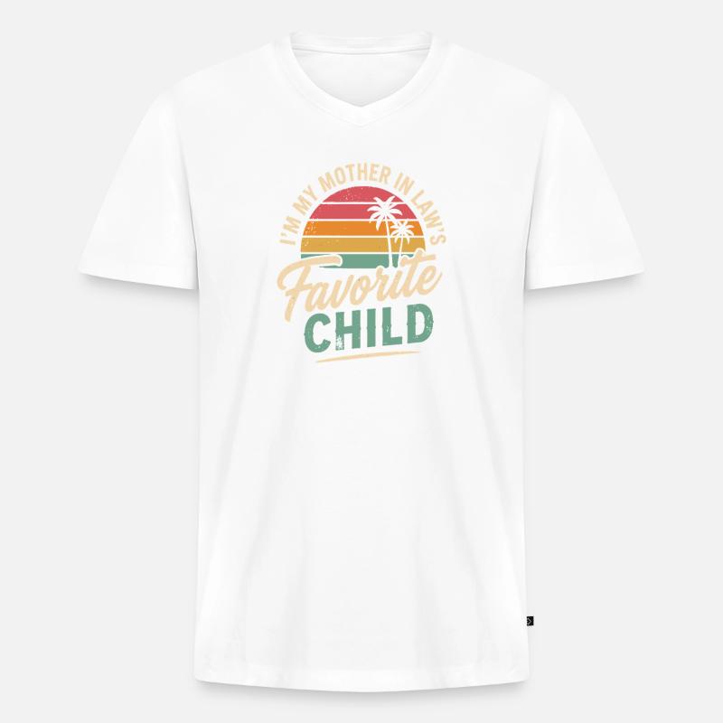 Lieblingskind der Schwiegermutter - Männer Premium Bio T-Shirt mit V-Ausschnitt - Weiß